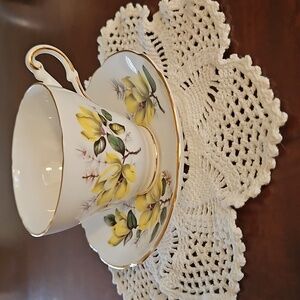 Regency England Bone China Cup and Saucer Yellow Flowers